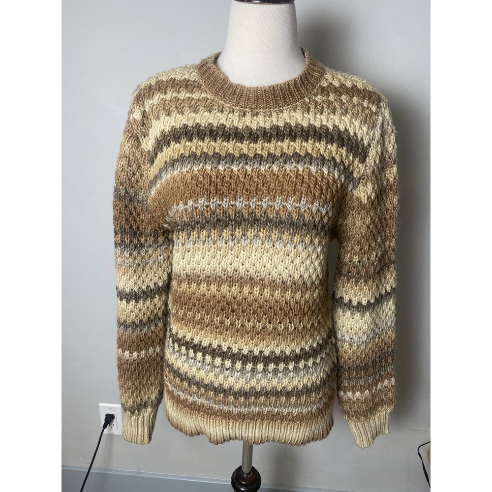 St. John's Bay Striped Crew Neck Crocheted Knit Sweater women's S